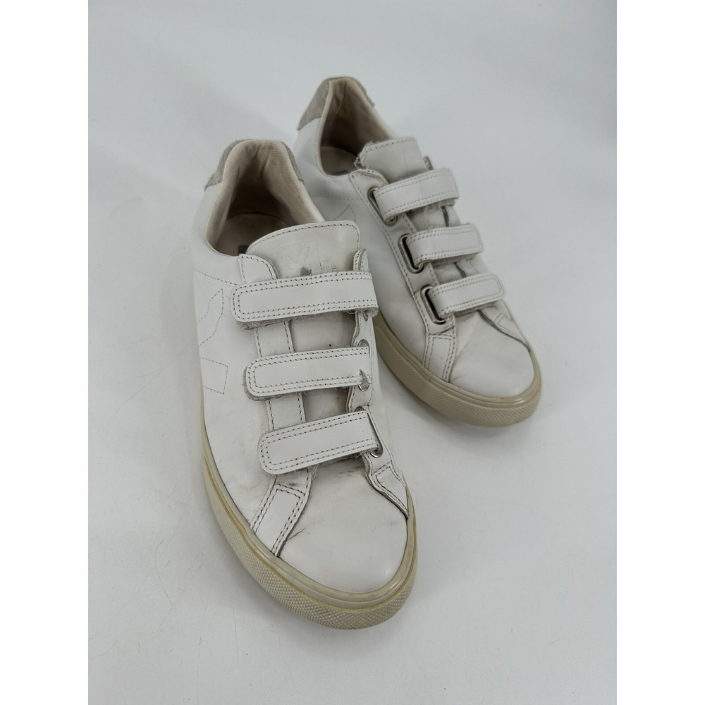VEJA Leather White/White Sneaker Shoes‎ Size 8 Hook And Loop
